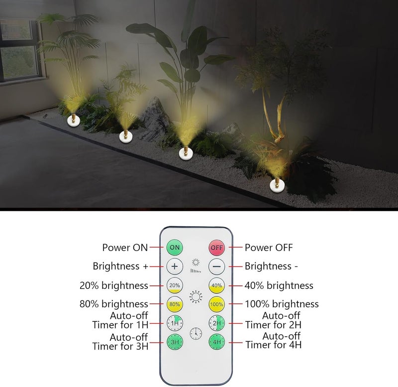 HAMVIDNE LED Spotlight Indoor, Battery Operated Spotlights with Remote, Up Lights for Plants, Dimmable Tree Spotlight, Picture Lights for Wall Art Display Dartboard Painting Artwork Accent Frames - Image 3
